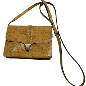 Patricia Nash Leather Crossbody Bag, Embossed Map Design, BOHO, Storage Galore